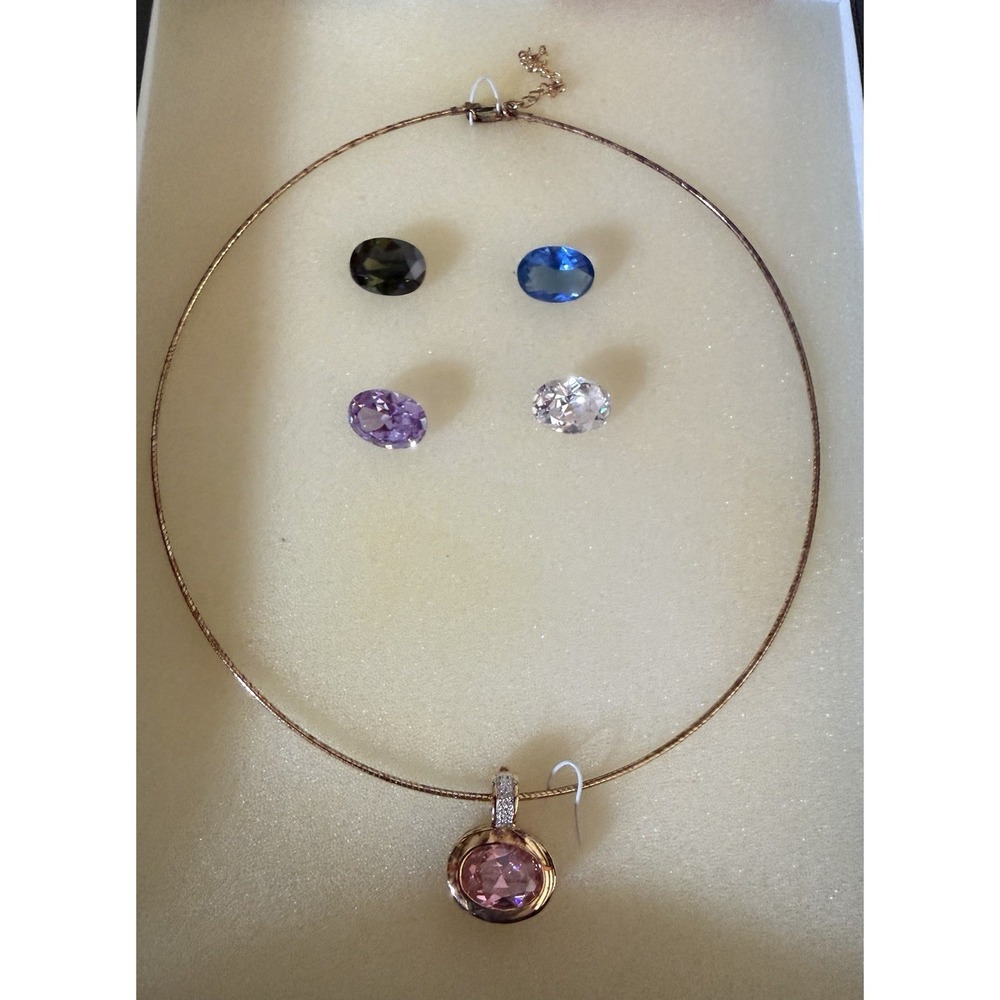 Technibond 18k Gold Over Sterling Silver Pendant Necklace Interchangeable  Stone